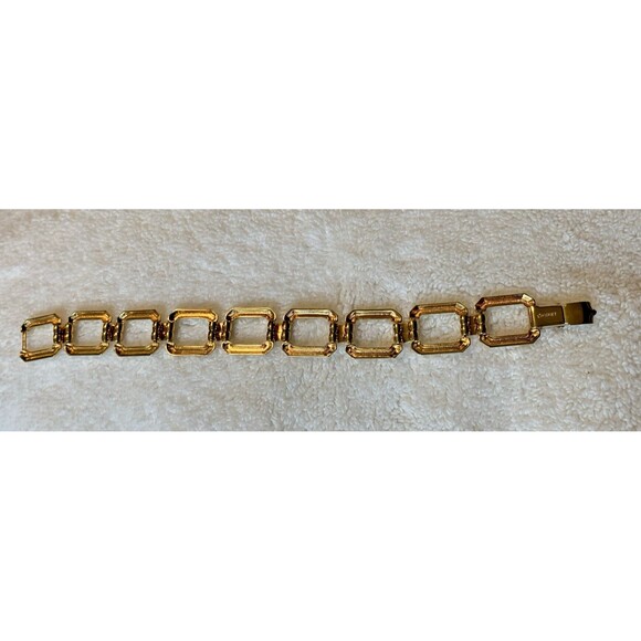 Vintage Monet Gold-Tone Geometric Link Bracelet 1970s Bold Statement - Picture 7 of 10